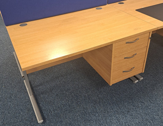 Limed Oak 1200mm by 800mm straight desks with fixed pedestals